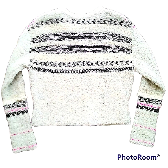 FREE PEOPLE COLOR POP HENLEY PULLOVER SWEATER SZ S EMBROIDERY FRINGE TRIM BOHO - Picture 10 of 15